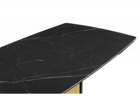 Керамический стол Бовер 180(220)x90 черный мрамор, черный, дуб натуральный