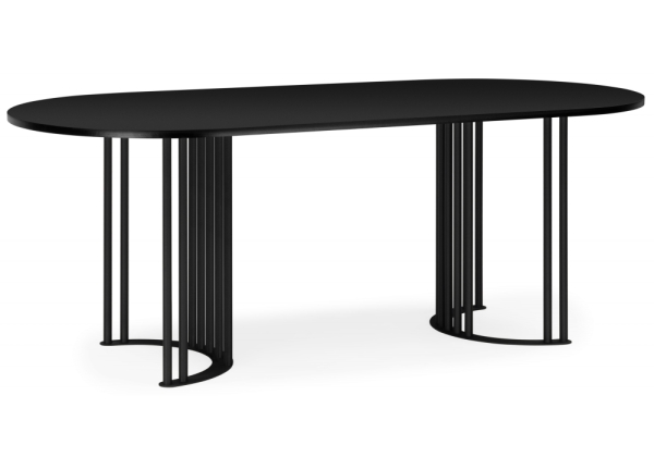 Стол деревянный Хьюго О 180 х 90 черная шагрень пленка, черные ноги