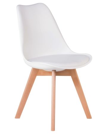 Стул обеденный JERRY SOFT ножки светлый бук сиденья белый W-02