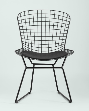 Стул обеденный Bertoia черный с черной подушкой Стул обеденный Bertoia черный с черной подушкой