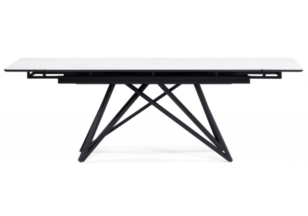 Керамический стол Вилсон 160(220)х89х75 белый мрамор snow white, черный