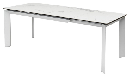 Стол CREMONA 140 HIGH GLOSS STATUARIO белый мрамор глянцевый керамика, белый каркас