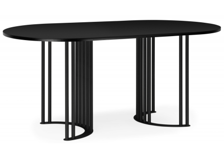 Стол деревянный Хьюго О 160 х 90 черная шагрень пленка, черные ноги Стол деревянный Хьюго О 160 х 90 черная шагрень пленка, черные ноги