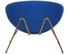 Кресло дизайнерское EMILY, синяя ткань, золотое основание
