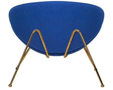Кресло дизайнерское EMILY, синяя ткань, золотое основание