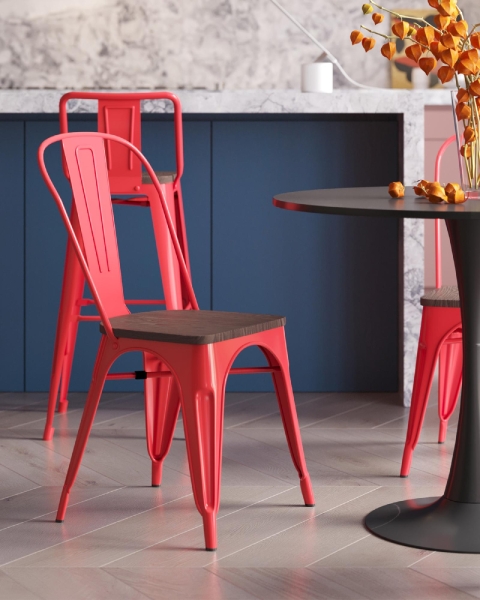 Стул TOLIX WOOD красный глянцевый Стул TOLIX WOOD красный глянцевый