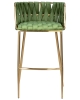 Стул барный EMMA золотой, зеленый велюр VF-08