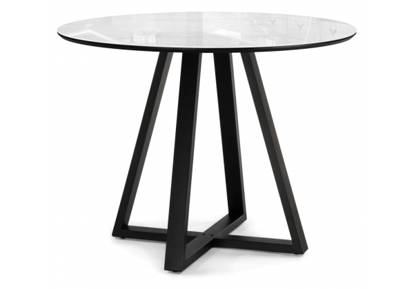 Стеклянный стол Норфолк 100х78 белый мрамор, черный