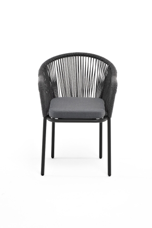 "Лион" стул плетеный из роупа, каркас алюминий серый (RAL7022) муар, роуп серый круглый, ткань серая 017 "Лион" стул плетеный из роупа, каркас алюминий серый (RAL7022) муар, роуп серый круглый, ткань серая 017