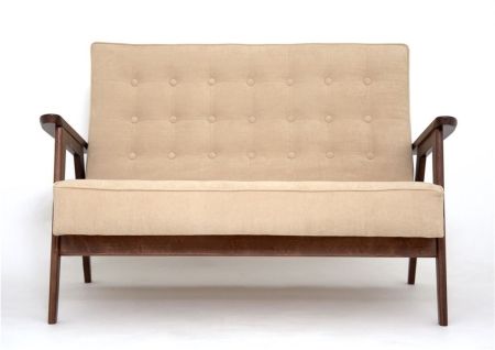 Диван двухместный РЕТРО темный тон, RS 03 - бежевый