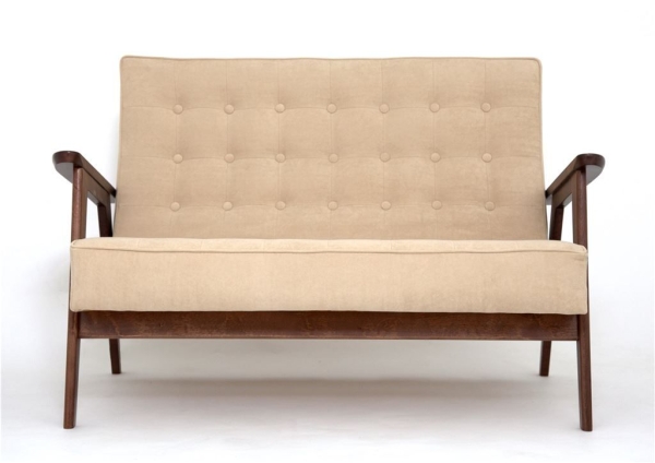 Диван двухместный РЕТРО темный тон, RS 03 - бежевый Диван двухместный РЕТРО темный тон, RS 03 - бежевый