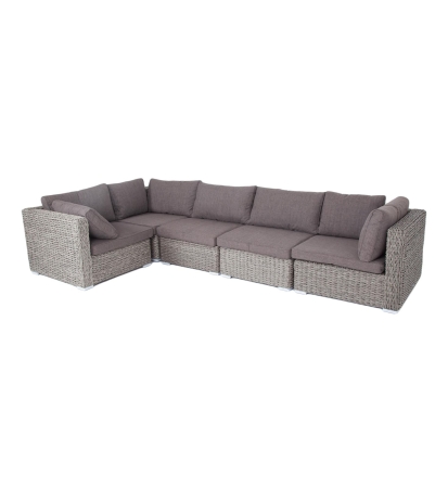 Трансформирующийся диван "Лунго" из искусственного ротанга (гиацинт), цвет серый