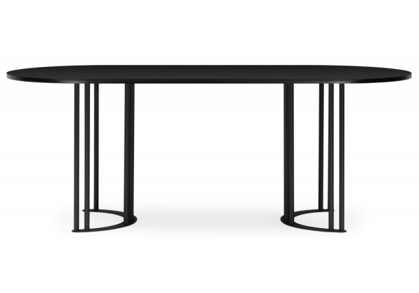 Стол деревянный Хьюго О 200 х 90 черная шагрень пленка, черные ноги