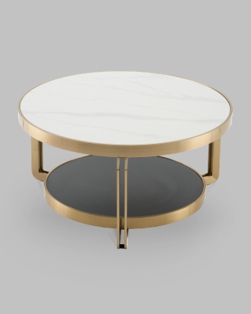 Журнальный столик Калисто 90*90 см светлая и темная керамика