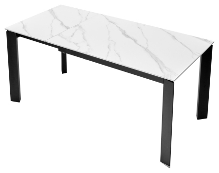 Стол CORNER 120 SINTERED STONE WHITE MARBLE, BLACK