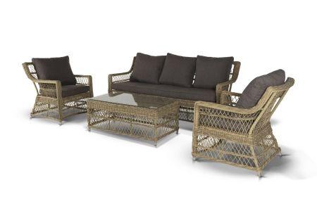 Лаунж-зона "Гранд Латте" из искусственного ротанга, цвет соломенный