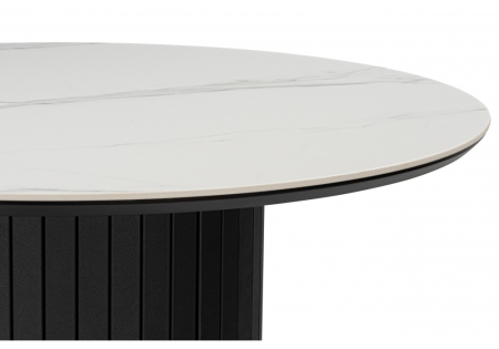 Керамический стол Гравент 90 белый мрамор snow white, черный