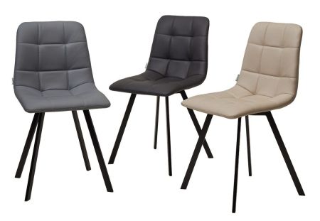 Стул CHILLI-Q SQUARE Oracul 162 светло-серый, экокожа PU, черный каркас