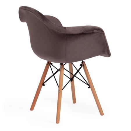 Кресло Secret De Maison CINDY SOFT EAMES (mod. 101) дерево береза, металл, мягкое сиденье, ткань, 61х60х80 см, серый (HLR 24), натуральный