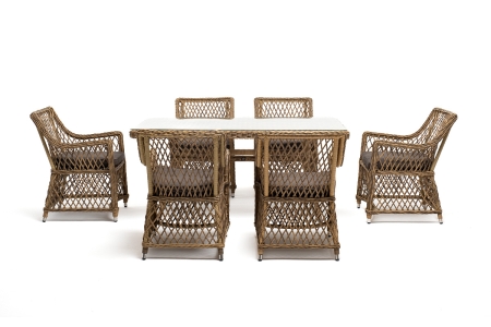 "Латте" обеденная группа плетеная, цвет соломенный