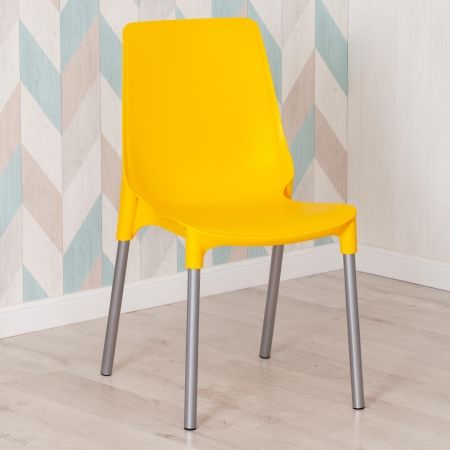 Стул GENIUS (mod 75) металл и пластик, 46x56x84cм, желтый, ножки хром