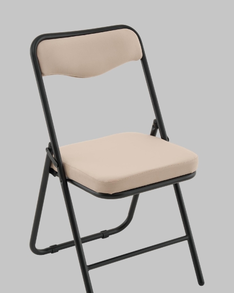 Стул складной Джонни велюр велютто бежевый, каркас черный матовый