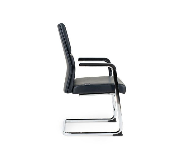 Кресло офисное Лондон CF хром черный, черные вставки, экокожа