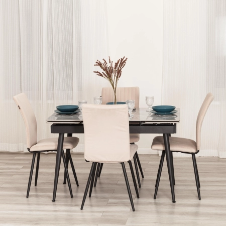 Стул обеденный Monte Carlo бежевый, ткань и металл, мягкое сиденье, без подлокотников