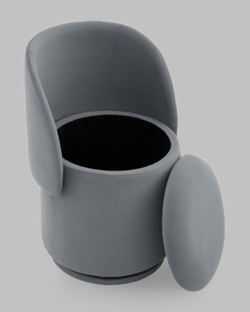 Пуф-трансформер Таунсвилл вращающийся с ящиком велюр серый