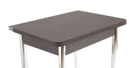 Стол обеденный ЛС-831 лен 8514 шоколад, царги вене, ножки хром