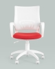Кресло офисное ST-BASIC-W TopChairs спинка белая сетка сиденье красная ткань крестовина белый пластик