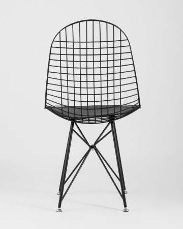 Стул обеденный Eiffel черный с черной подушкой