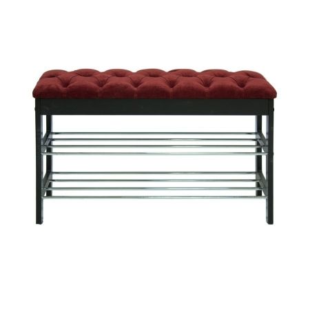 Банкетка "Грейс" венге, ткань бордовая, каретная стяжка, Ls