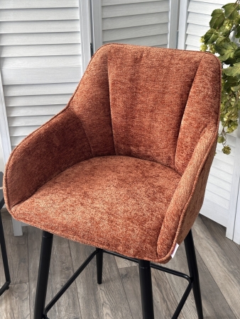 Полубарный стул ERYK 180 градусов поворот, коричневый, шенилл, черный каркас (H=67)