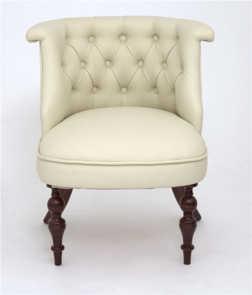 Кресло Бархат темный тон, кожзам, кремовый