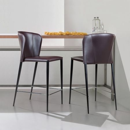 Полубарный стул Albert, кожа коричневый