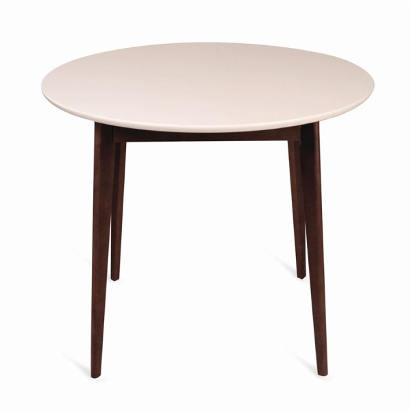 Стол Рэй d90 круглый темный тон, слоновая кость 9001