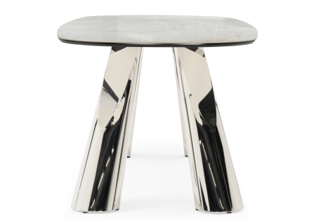 Керамический стол Танго 200х200х90 белый мрамор carla larkin, хром