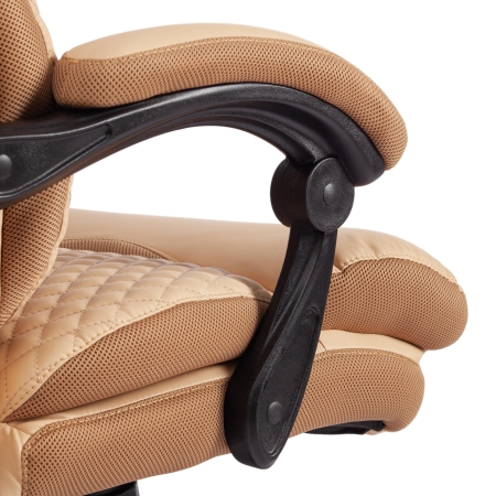 Кресло CHIEF экокожа и ткань бежевый и бронза