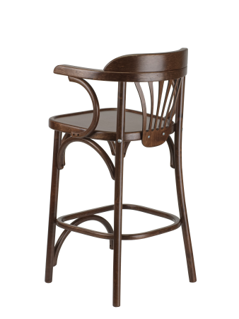 Полубарный деревянный стул Венский 650 темный тон с твердым сиденьем, дуги назад