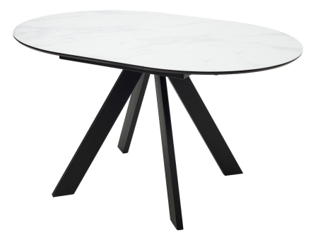 Стол БОНЖУР 100 белый мрамор, черная шагрень, стекло, черный каркас