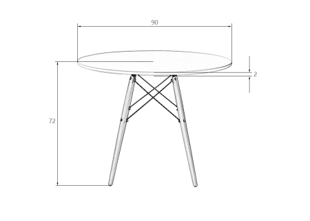 Стол обеденный CHELSEA`90, ножки светлый бук белый
