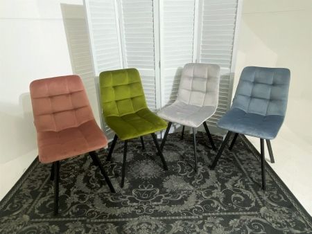 Стул CHILLI SQUARE BLUVEL-03 светло-серый, велюр, черный каркас