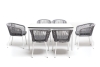 "Малага" обеденная группа на 6 персон со стульями "Марсель", каркас белый, роуп светло-серый