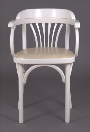 Деревянный стул Венский слоновая кость с мягким сиденьем из экокожи