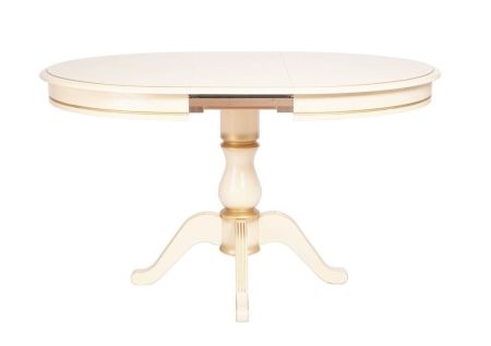 Стол "Фабрицио-1" раздвижной D 820 тон 10 слоновая кость RAL 1015 + патина золото