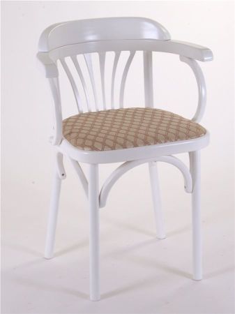 Деревянный стул Венский эмаль белая с мягким сиденьем из ткани 1 бежевый