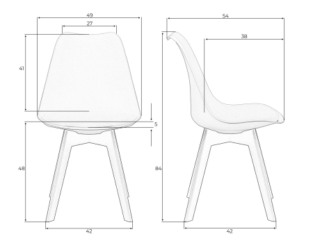 Стул обеденный HARRY, цвет сиденья белый (W-02), ножки пластик черные (В-03) фото в интернет-магазине Stoolmarket