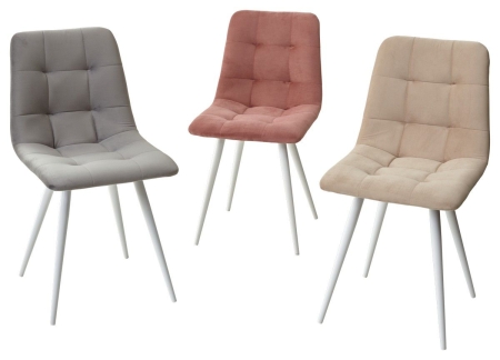 Стул CHILLI-Q розовый #15 велюр, белый каркас