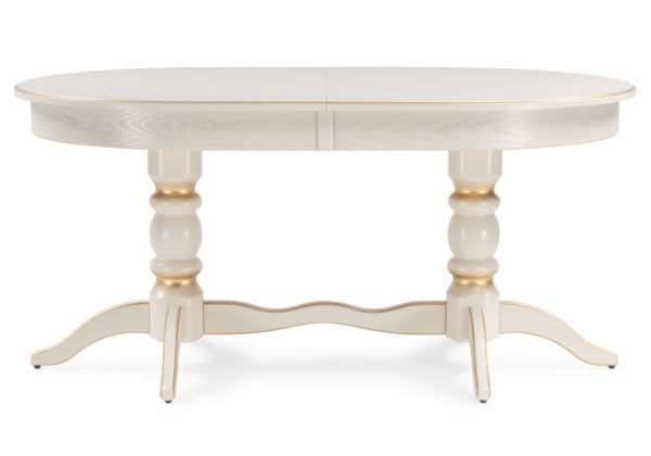 Стол деревянный Дейвер 160(220)х100 слоновая кость, золото